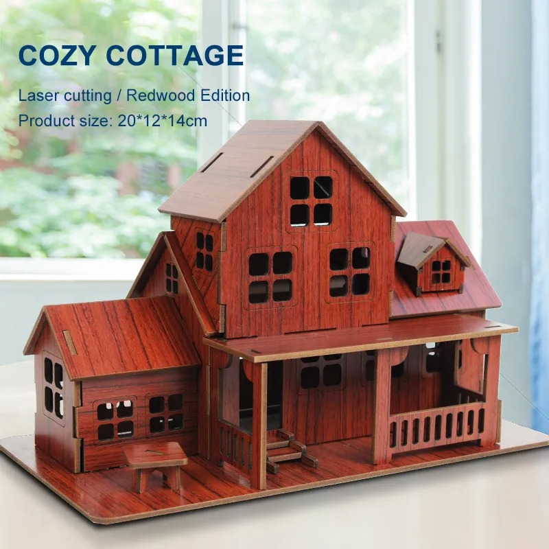 Model Kit House - Puzzle 3D in Legno: Kit Fai-da-Te
