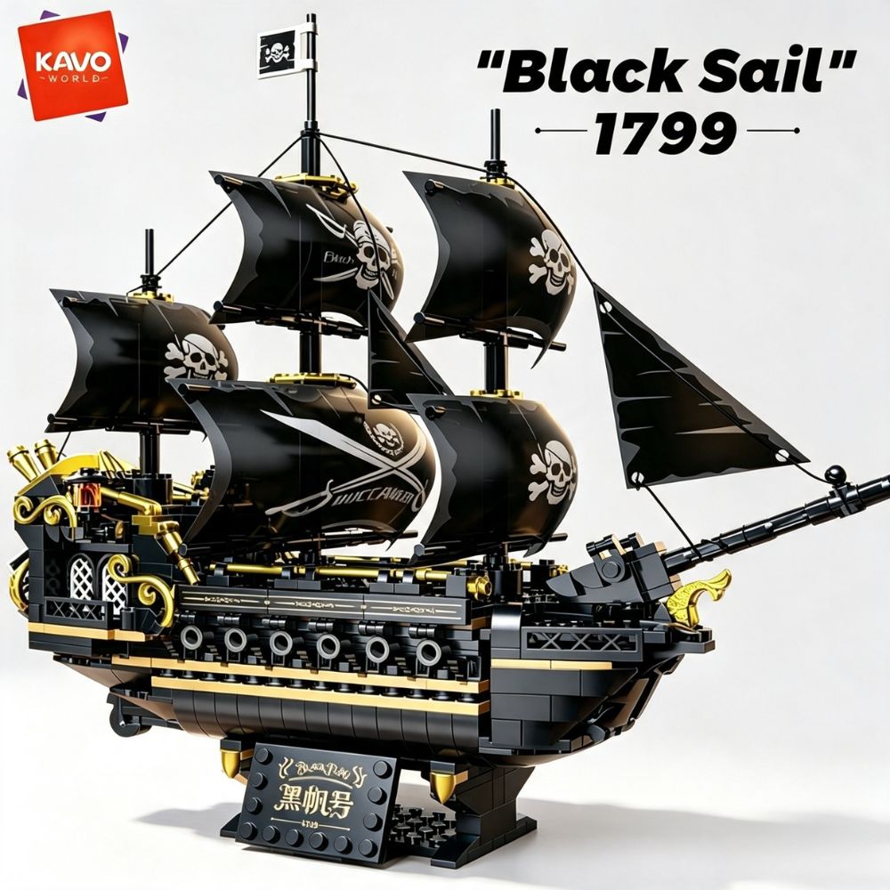 Model Kit Chemistry - KAVOWORLD 801 Pezzi Nave Pirata Nera
